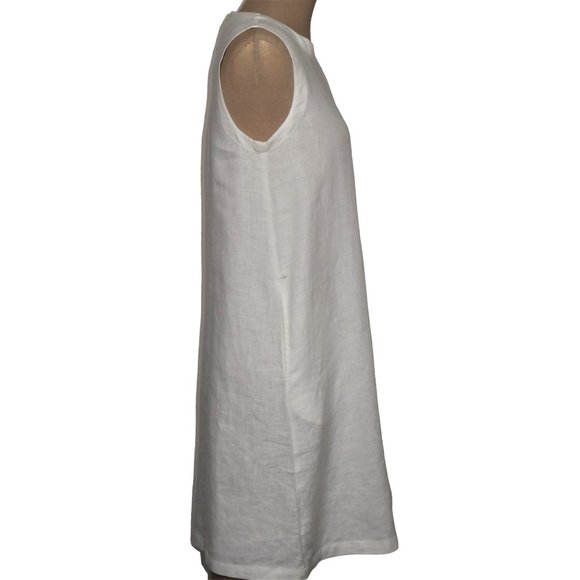 MUJI Women's French Linen Sleeveless Dress White Size M - Picture 3 of 11